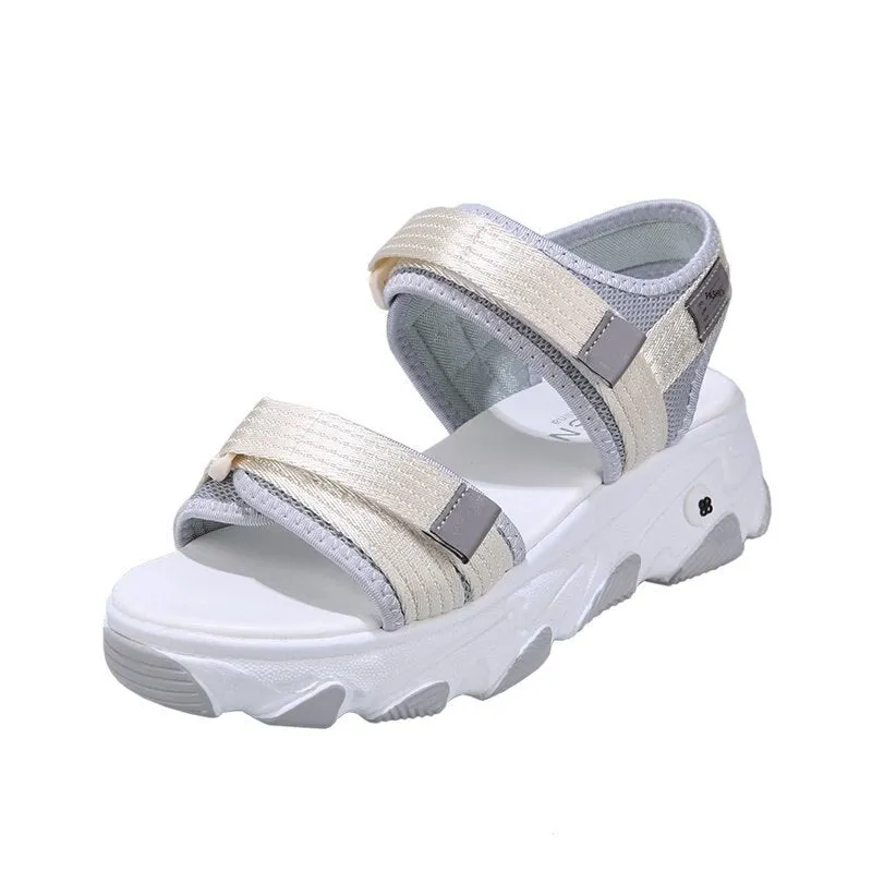 Amozae Sports Style Platform Women's Sandals Summer Shoes Student Beachwear Casual Shoes Women's Thick Bottom Increase Sandals Shoe